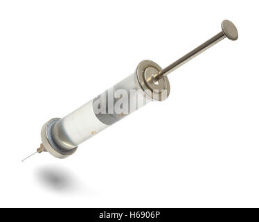old vintage syringe with blood, isolated on white Stock Photo - Alamy