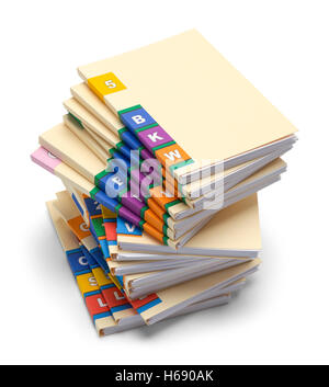 Stack of Medical Files Isolated on White Background. Stock Photo