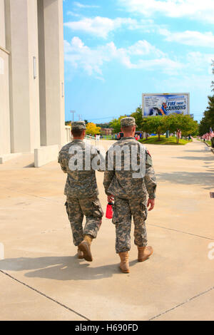 Soldiers from the National Guard at the Citadel stadium in Charleston SC Stock Photo
