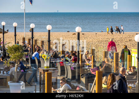 Scheveningen, The Hague, The Netherlands, beach bars and restaurants, north sea shore, Stock Photo