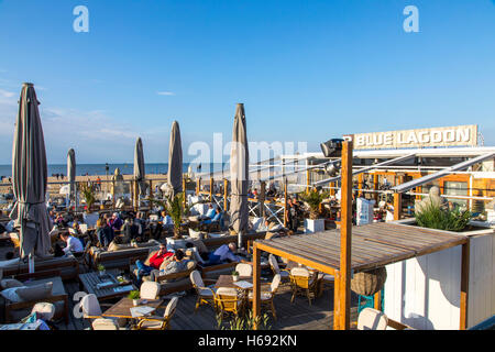 Scheveningen, The Hague, The Netherlands, beach bars and restaurants, north sea shore, Stock Photo