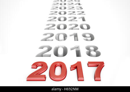 New Year 2017 concept, 3D rendering isolated on white background Stock Photo