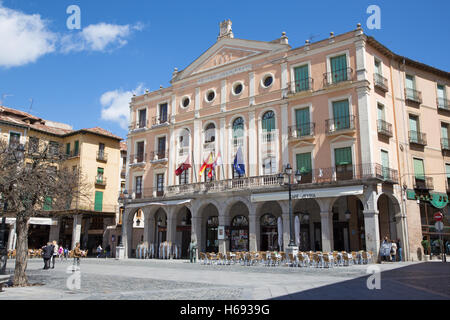 SEGOVIA, SPAIN, APRIL - 15, 2016: The Juan Bravo theater on the Plaza Mayor square. Stock Photo