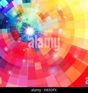 Abstract bright colorful kaleidoscope background with luminous stars Stock Vector