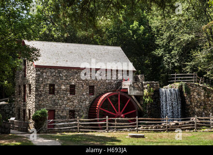 Historic Sudbury GristMill and museum, Sudbury, Massachusetts, USA, New England, vintage water wheel, vintage historical images Stock Photo