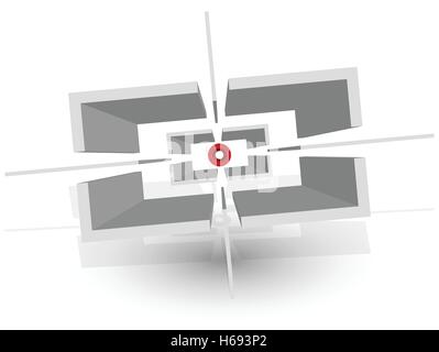 3d crosshair, reticle, target mark icon w shadow(s) Stock Vector