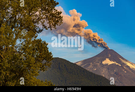 Villarrica volcano in the Araucania Distrit, Patagonia, Chile. Volcan Villarrica, Araucania. Mapuches land Stock Photo