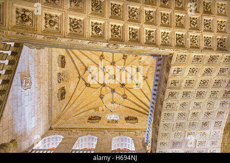 SALAMANCA, SPAIN, APRIL - 16, 2016: The gothic vault of stairs of monastery Convento de San Esteban. Stock Photo