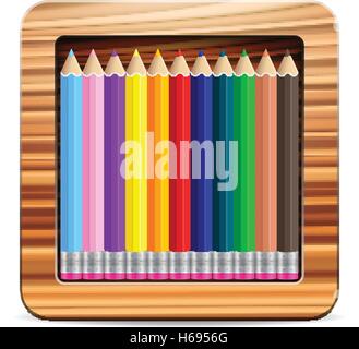 Pencil box on a white background. Stock Vector