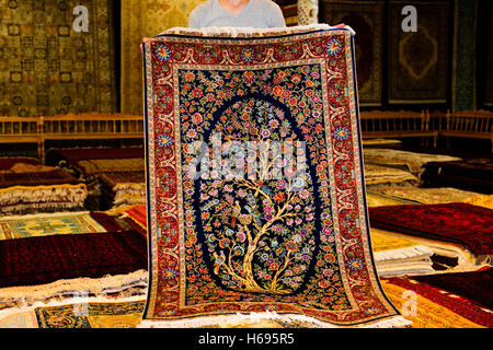 Silk Carpets,Carpet Making,Bukhara,Buxoro,Uzbekistan Stock Photo