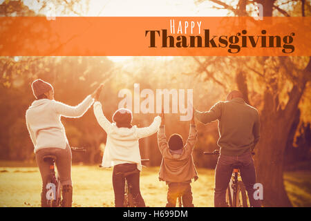 Composite image of digitally generated image of happy thanksgiving text Stock Photo