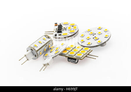 G4 LED bulbs of various shapes, power and luminosity Stock Photo