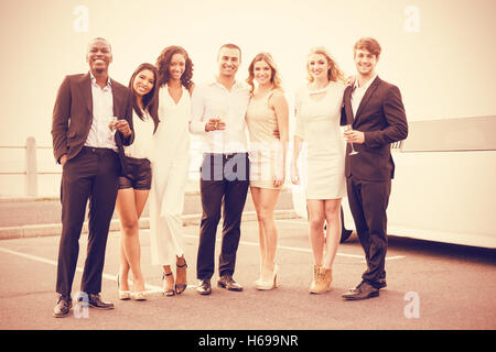 Portrait of cheerful well dressed people posing Stock Photo