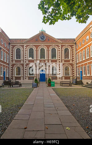 Built in 1716-17 as a charity school, the Bluecoat Chambers in School Lane is the oldest surviving building in central Liverpool, Merseyside, England Stock Photo