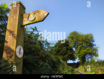 Sign on the The Simon Evans Way, a walk on along the River Rea from Cleobury Mortimer around the South Shropshire countryside, England Stock Photo