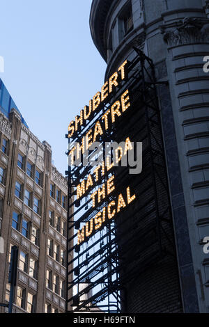 Shubert Theatre Marquee, Matilda The Musical,  Times Square, NYC Stock Photo
