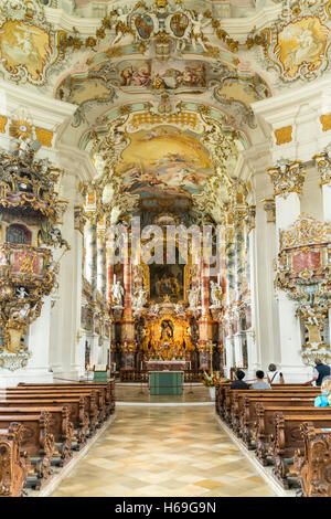 Pilgrimage Church of Wies interior, Steingaden, Bavaria Bavaria, Germany Stock Photo