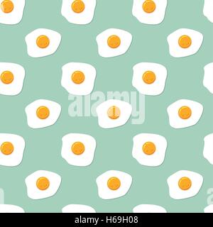 vector seamless breakfast pattern with fried eggs Stock Vector