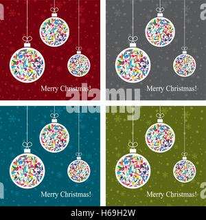 vector set of abstract backgrounds with christmas balls Stock Vector