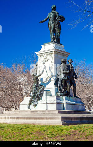 Statue of the Marquis de Lafayette (built 1891) a hero of the American Revolution on Lafayette Square, Washington DC, USA Stock Photo