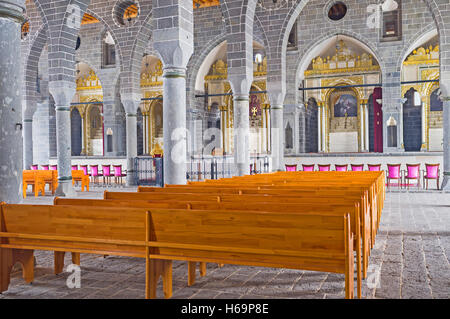 Interior of medieval Armenian apostolic church - Gegard Monastery Stock ...