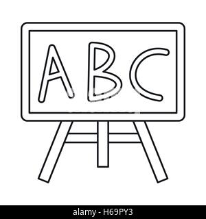 Chalkboard with the leters ABC icon, outline style Stock Vector