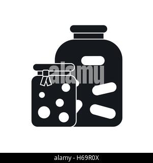 Jars with pickled vegetables and jam icon Stock Vector