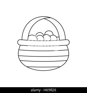 Basket with cranberries icon, outline style Stock Vector