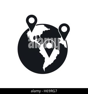 Globe and map pointers icon Stock Vector