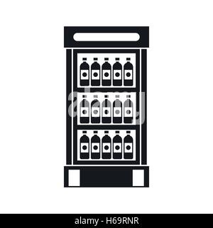 Fridge with refreshments drinks icon, simple style Stock Vector
