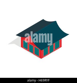 Traditional korean house icon, isometric 3d style Stock Vector