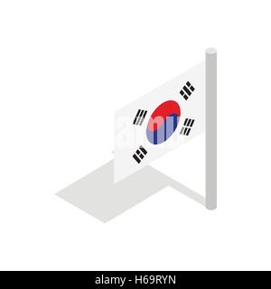 Flag of South Korea icon, isometric 3d style Stock Vector