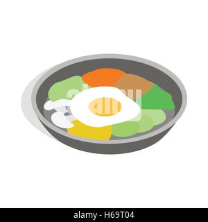 Korean dish bibimbap icon, isometric 3d style Stock Vector