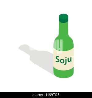 Soy sauce in a bottle icon, isometric 3d style Stock Vector