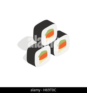 Korean food kimbap icon, isometric 3d style Stock Vector