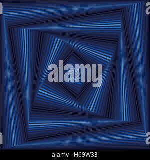 Concentric square shapes forming the sequence with swirl pseudo 3D effect, abstract vector pattern in grey and blue hues Stock Vector