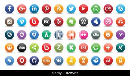 50 social icons Stock Vector