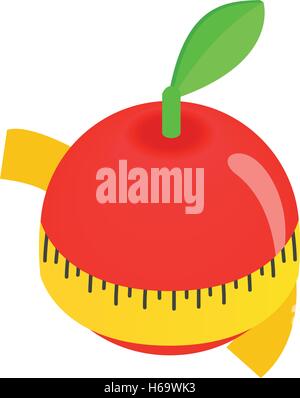 Red apple centimeter isometric 3d icon Stock Vector