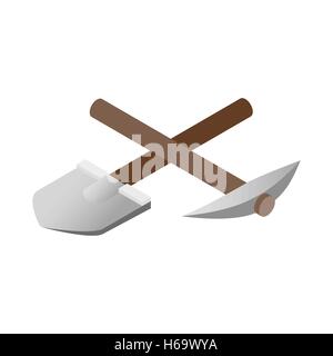 Crossover pickaxe shovel 3d isometric icon Stock Vector