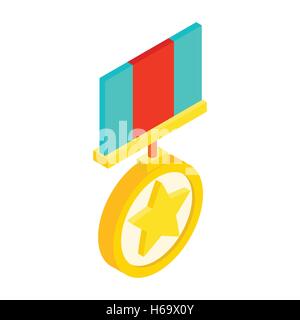 Medal with star isometric 3d icon Stock Vector