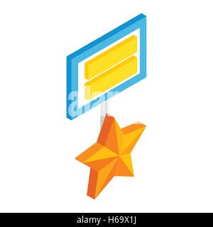 Star medal sometric 3d icon o Stock Vector