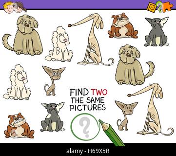 find two same cartoon dog characters educational game Stock Vector ...