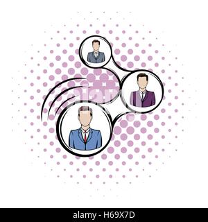 Network connections between people comics icon Stock Vector