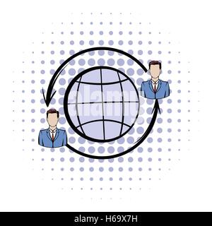 Network connections between people comics icon Stock Vector