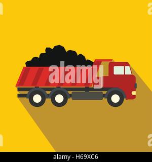 Dump truck flat icon Stock Vector