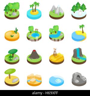 Landscape isometric 3d icons Stock Vector