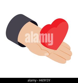 Heart in hand 3d isometric icon Stock Vector