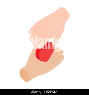 Heart in hands 3d isometric icon Stock Vector