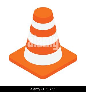 An orange road hazard cone isometric 3d icon Stock Vector