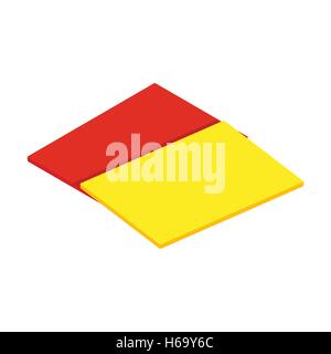 Red and yellow referee cards isometric 3d icon Stock Vector